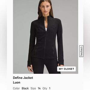 Lululemon Define Jacket size 14 (black)